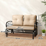 Outsunny - 2-Person Outdoor Glider Chair, Patio Double Rocking Loveseat with Steel Frame and Cushions for Backyard, Garden and Porch, Khaki