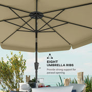 10 ft Patio Umbrella with Push Button Tilt and Crank, Outdoor Market Table Umbrella Parasol, Khaki