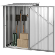 3.3' x 3.4' Lean-to Garden Storage Shed, Outdoor Galvanized Steel Tool House with Lockable Door for Patio Grey