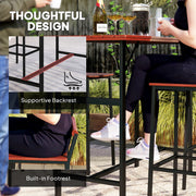 Outsunny - 5 Piece Patio Bar Set with 47" Bar Height Table and 4 Bar Stools, for Backyard, Balcony, Porch, Pool, Lawn, Brown