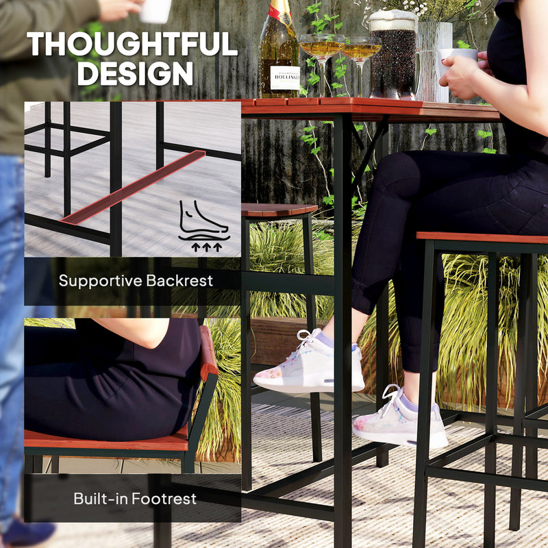 Outsunny - 5 Piece Patio Bar Set with 47" Bar Height Table and 4 Bar Stools, for Backyard, Balcony, Porch, Pool, Lawn, Brown