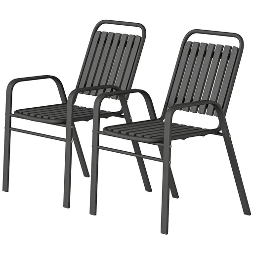 Outsunny - Stackable Outdoor Dining Chairs Set of 2, for Patio, Balcony, Deck, Garden, Black