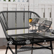 Outsunny - 3 Piece Bistro Set, Wicker Outdoor Patio Furniture Set with Glass Top Table, Cushions for Balcony, Porch, Black