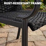 Outsunny - 2 Piece PE Rattan Patio Dining Chairs with Steel Frame, for Garden, Backyard, Pool Side, Porch, Black