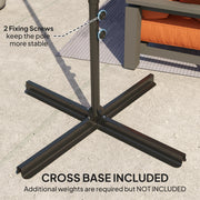 8.5FT Offset Patio Umbrella with 360° Rotation, Outdoor Cantilever Roma Parasol Hanging Sun Shade Canopy Shelter with Cross Base, Orange