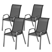 Outsunny - Set of 4 Outdoor Dining Chairs, Stackable Lawn Chairs with High Back, Breathable Mesh Seat for Garden Porch, Black