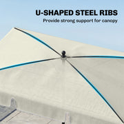 6.5x4ft Rectangle Patio Umbrella Aluminum Tilt Adjustable Garden Parasol Sun Shade Outdoor Canopy Cream White