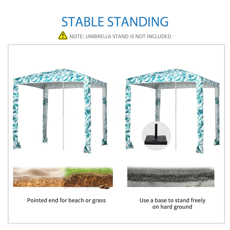 Outsunny - Beach Umbrella, 6.5' Easy-Assembly Sun-Shade Shelter with Sandbags and Carry Bag, Cool UV50+, Green — 84D-220V00GN