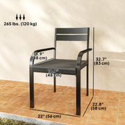 Outsunny - 2 Piece Outdoor Dining Chairs with Aluminum Frame, Soft Cushion, for Deck, Garden, Balcony, Poolside, Grey
