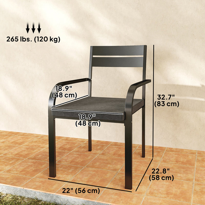 Outsunny - 2 Piece Outdoor Dining Chairs with Aluminum Frame, Soft Cushion, for Deck, Garden, Balcony, Poolside, Grey