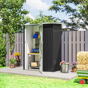 5 x 3ft Outdoor Storage Shed Metal Garden Shed Cabanon with Sloped Roof, Lockable Door for Tool, Grey