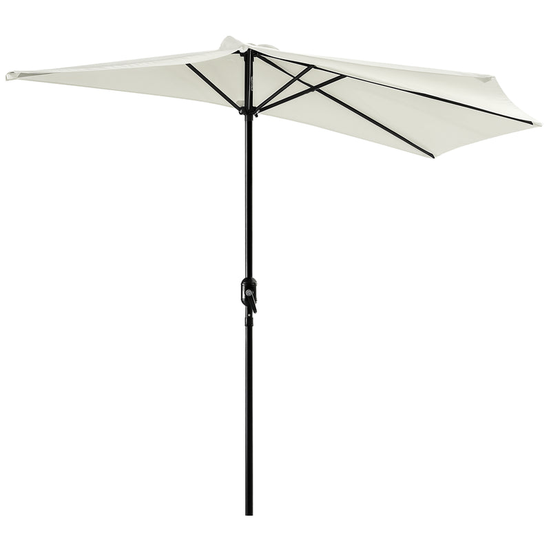 Outsunny - 9ft Half Patio Umbrella Round Balcony Umbrella Waterproof Window Sun Shade w/ 5 Ribs Beige
