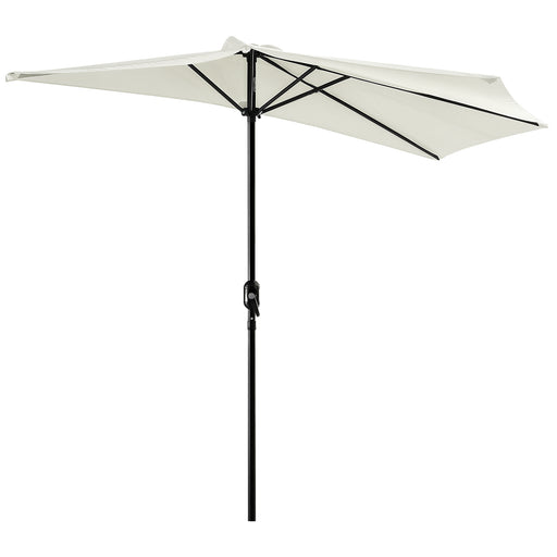 Outsunny - 9ft Half Patio Umbrella Round Balcony Umbrella Waterproof Window Sun Shade w/ 5 Ribs Beige