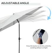 10' x 8' Round Market Umbrella, Patio Umbrella with Crank Handle and Tilt, Outdoor Parasol for Garden, White