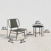 Outsunny - 3 Piece Wicker Patio Furniture Set, Outdoor Bistro Set with Steel Table, Rattan Outdoor Conversation Furniture, Grey