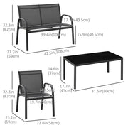 Outsunny - 4-Piece Patio Furniture Set Garden Conversation Set with Loveseat, Single Chairs and Coffee Table for Backyard Poolside Balcony