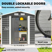 7' x 4' Outdoor Storage Shed, Metal Garden Shed with Lockable Doors and Gloves for Backyard, Garden, Patio, Dark Grey