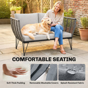 Outsunny - Outdoor Couch Patio Sofa with Cushions, 2 Seater Patio Furniture Loveseat with Galvanized Steel Frame, Light Grey