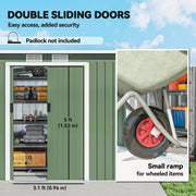 9' x 4' Garden Metal Storage Shed Outdoor Equipment Tool Box with Foundation Kit, Ventilation & Doors, Light Green