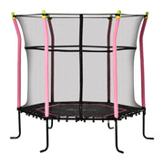 Soozier 63" Kids Trampoline Mini Indoor Bouncer Jumper with Enclosure Net Elastic Thick Padded Pole Gift for 3-6 Years, Pink
