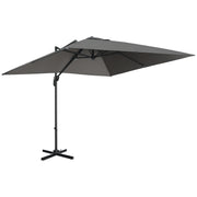 Outsunny - 9ft Cantilever Patio Umbrella, Square Overhanging Umbrella with Cross Base, Crank Handle, Tilt, 360° Rotation and Aluminum Frame, Dark Grey