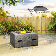 Outsunny - Fire Pit with Fire Poker, Wood Burning Firepit for Outside with Mesh Lid, Magnesium Oxide Stone Texture, Charcoal Grey