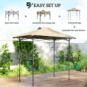 Outsunny - 5 x 8.5 ft Pop Up Grill Gazebo with 2 Shelves, UPF 50+ Outdoor Instant Canopy Portable Shelter with Carry Bag, Khaki