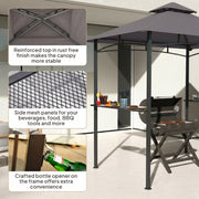 Outsunny - 8' x 5' BBQ Grill Gazebo Tent with Double Tiered Canopy for Outdoor Sun Shade, Dark Grey