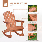 Outsunny - Wooden Adirondack Rocking Muskoka Chair with Slatted Wooden Design, Fanned Back and Classic Rustic Style, Teak
