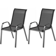 Outsunny - Set of 2 Outdoor Dining Chairs, Stackable Lawn Chairs with High Back, Breathable Mesh Seat for Garden Porch, Black