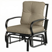 Outsunny - Patio Glider, Outdoor Glider Chair with Cushions, Steel Frame, Curved Armrests, Beige