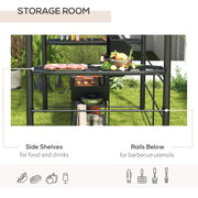 Outsunny - 8' x 5' Grill Gazebo with Vented PC Roof, Side Shleves, Dark Grey