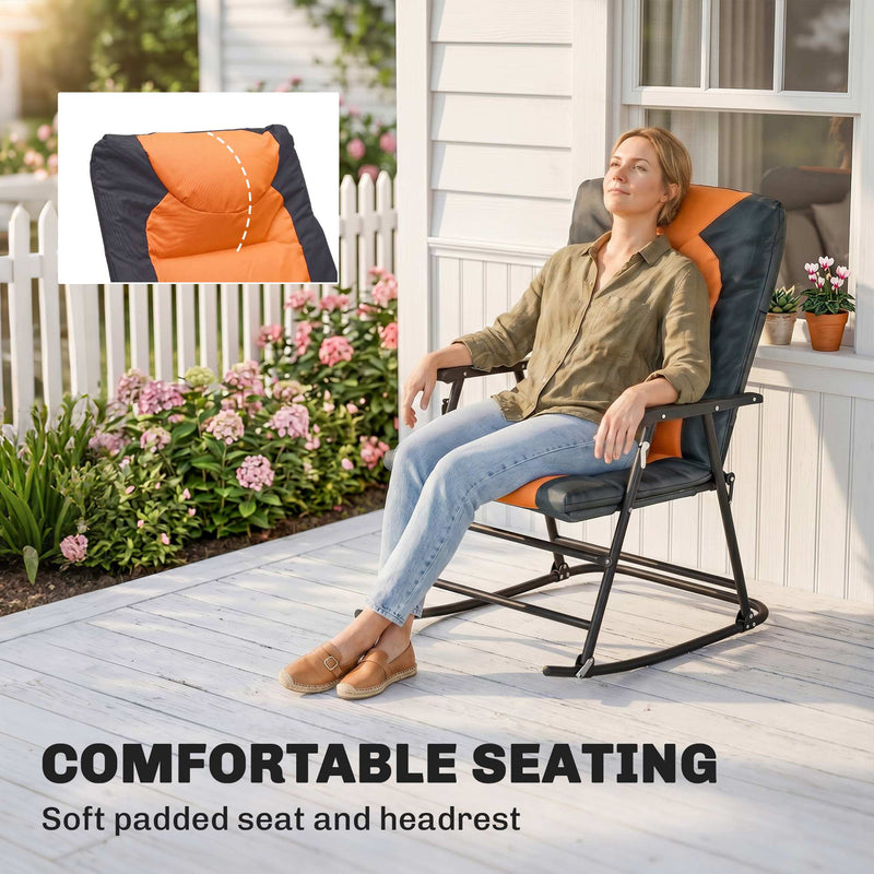 Outsunny - 3-Piece Outdoor Foldable Rocking Chair Set, Orange