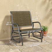 Outsunny - Patio Glider Outdoor Glider Chair with Breathable Mesh Seat & Backrest, Armrests and Metal Frame, Light Mixed Brown
