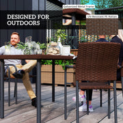 Outsunny - 5 Pieces Outdoor Dining Set for 4, PE Wicker Rattan Patio Furniture Set with Stackable Chairs and Glass Table Top