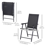 Outsunny - 2-Piece Folding Dining Chair Set for Relaxing on Patio, Balcony, or Garden, Comfortable Outdoor Furniture with Armrests, Black