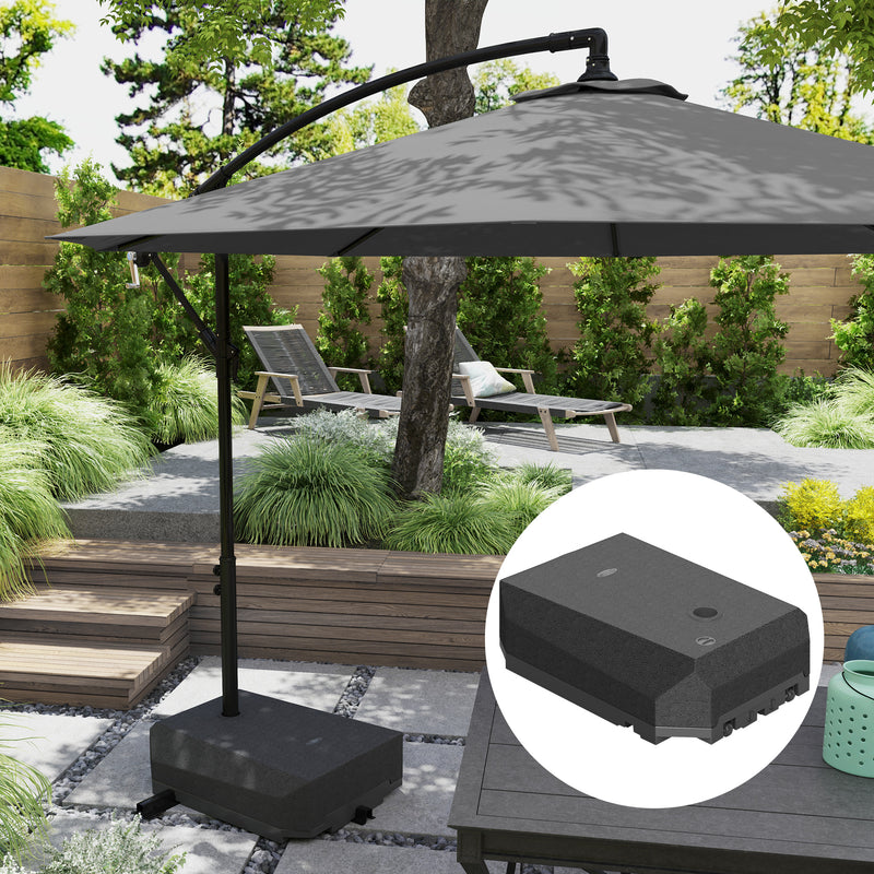 Outsunny - Umbrella Base Plastic Umbrella Stand for Cantilever Umbrella with Wheels, Heavy Duty Umbrella Stand, Water/Sand Filled, Black — 84D-279V00BK