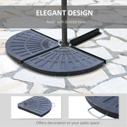 2pc Portable Umbrella Base Weights 61.6lbs Resin Flabelliform Garden Parasol Base Outdoor Patio Umbrella Stand Holder Weights, Bronze