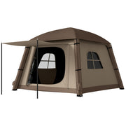 Outsunny - Inflatable Camping Tent, 1-2 Person Glamping Tent with Hand Pump, Blow Up Tent with Doors, Carry Bag, Khaki and Brown