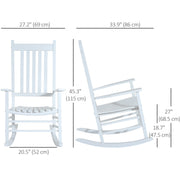 Outsunny - Wooden White Porch Rocking Chair Patio Rocking Single Leisure Reclining Seat Armchair