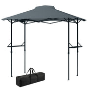Outsunny - 5 x 8.5 ft Pop Up Grill Gazebo with 2 Shelves, UPF 50+ Outdoor Instant Canopy Portable Shelter with Carry Bag, Dark Grey