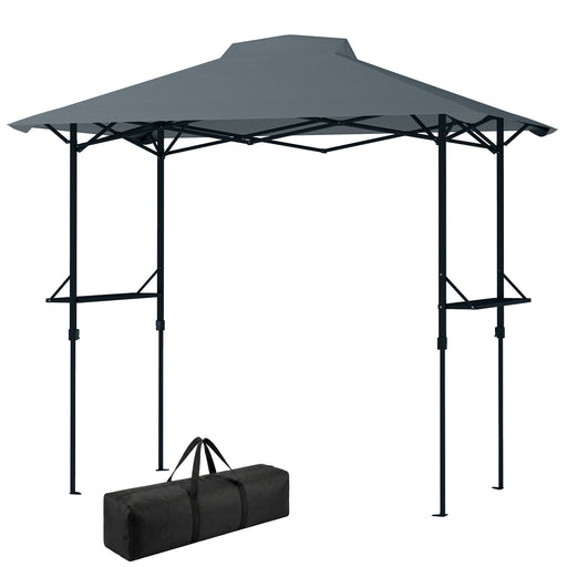 Outsunny - 5 x 8.5 ft Pop Up Grill Gazebo with 2 Shelves, UPF 50+ Outdoor Instant Canopy Portable Shelter with Carry Bag, Dark Grey