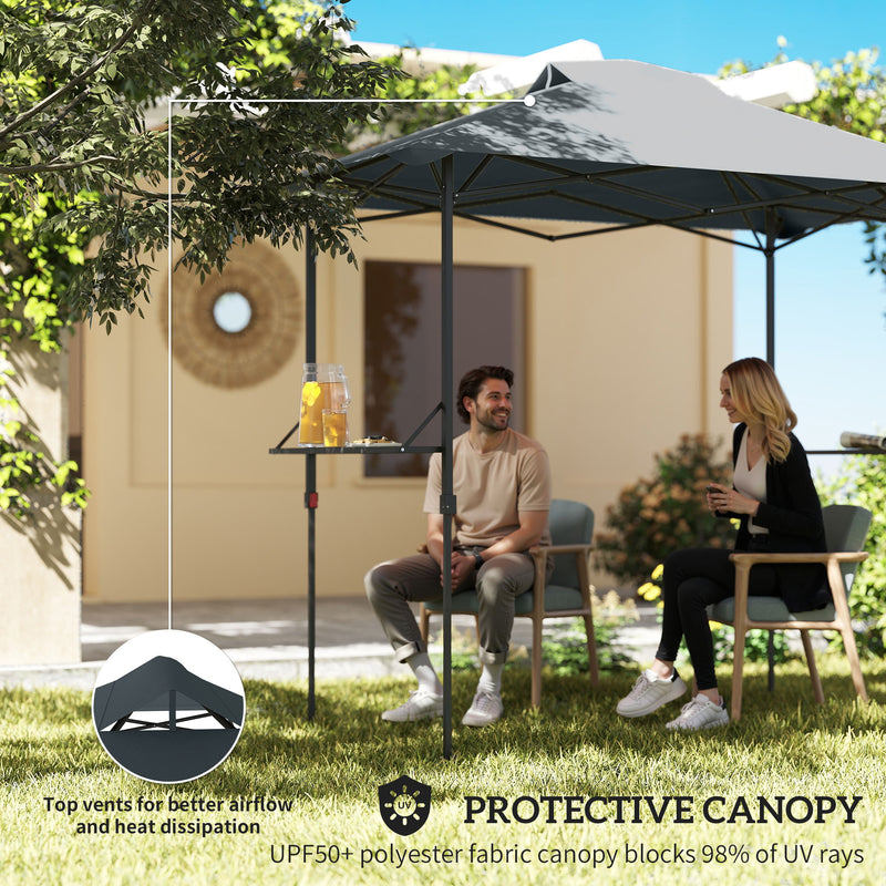 Outsunny - 5 x 8.5 ft Pop Up Grill Gazebo with 2 Shelves, UPF 50+ Outdoor Instant Canopy Portable Shelter with Carry Bag, Dark Grey