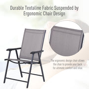 Outsunny - 2-Piece Folding Dining Chair Set for Relaxing on Patio, Balcony, or Garden, Comfortable Outdoor Furniture with Armrests, Grey