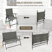 Outsunny - Outdoor 4 Pieces Patio Furniture Set, Garden Set with Two Foldable Armchairs, a Loveseat & Glass Top Table, Mixed Brown