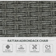 Outsunny - Wicker Adirondack Chair, PE Rattan Outdoor Fire Pit Chair Muskoka Chair with Cushions, Heather Grey