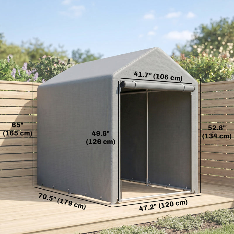 4 x 6ft Outdoor Storage Shed Tent, Portable Shed with Roll-up Door for Motorcycle, Bike, Garden Tools