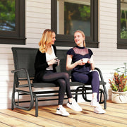 Outsunny - Outdoor Glider Bench, 2 Seater Garden Patio Glider Chair with Sling Fabric Seat, Steel Frame, Black