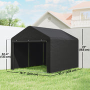 6.6' x 7.8' Portable Shed, Waterproof Bike Tent with Roll-up Zipper Door and Reinforced Galvanised Steel Frame, Black