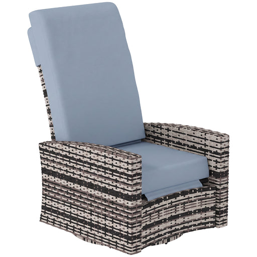 Outsunny - Outdoor Rattan Wicker Lounge Chair with Footrest & Soft Cushion for Patio, Garden, Backyard, Grey